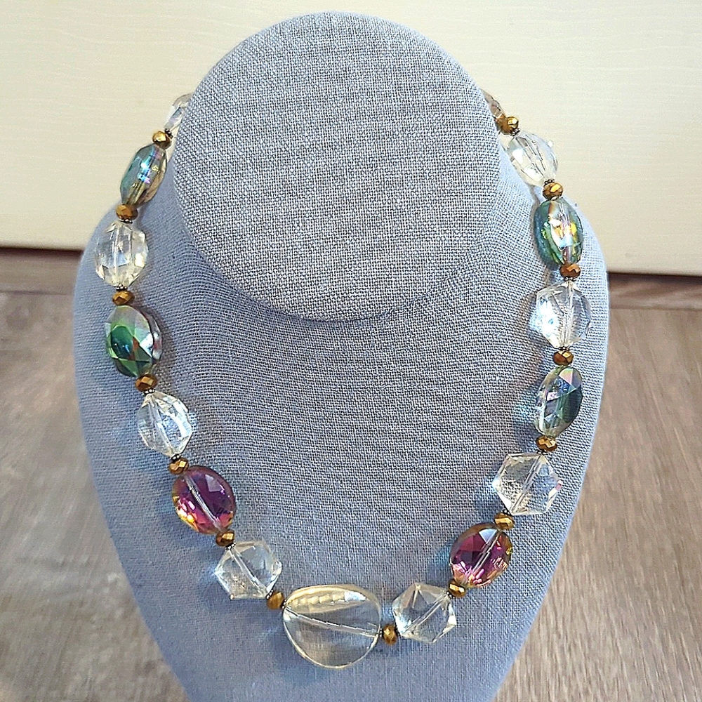 Vintage Donna Dressler Faceted Crystal Sterling Silver Necklace